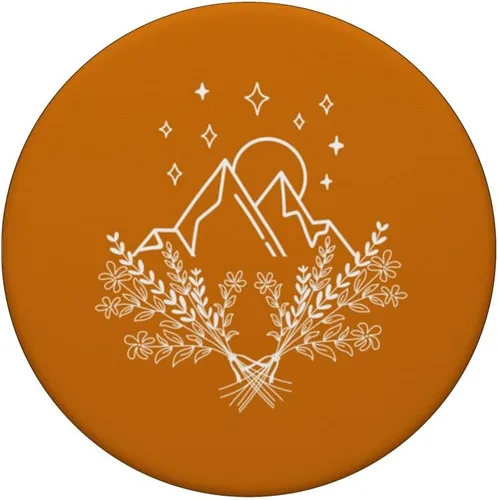 Vista 3 de Mountains Peaks Abstract Outdoor Nature Landscape Orange PopSockets intercambiables PopGrip
