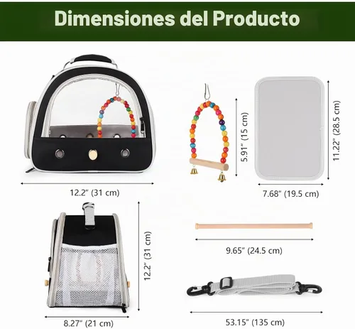 Vista 3 de Jaula portátil de viaje para loros con juguete pequeño oscilante y jaula, juego de juguetes coloridos para pájaros pequeños, bolsa de periquito