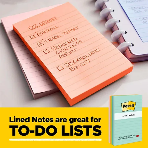 Vista 9 de 3M 6555PK Post-it Notes, 3 x 5, 100 shts/bloc, colores de Ciudad del Cabo, 5 blocs por paquete