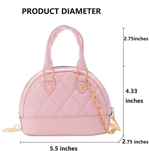 Vista 2 de Bolso bandolera para niños pequeños con forma de concha pequeña con cadena para niños