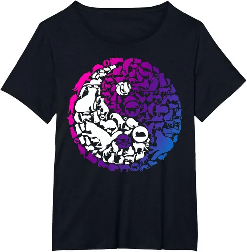 Vista 21 de Cute Kitty Cats and Zen Spirit Peace & Love Yin Yang - Camiseta de gato Negro