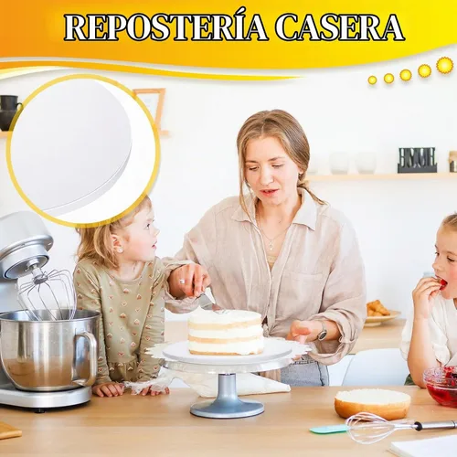 Vista 4 de Bokon Tableros redondos para tartas de 12 pulgadas, 50 piezas, color blanco