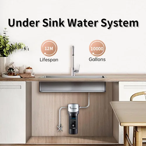 Vista 4 de Filtro de agua ultra Q5-UF11,0.01 micrones, sistema de filtración de agua debajo del fregadero, reduce PFAS, PFOA/PFOS, metales pesados, cloro, mal