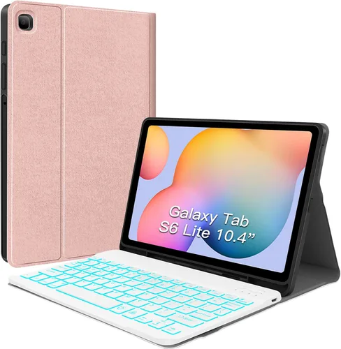Vista 11 de JUQITECH Funda con teclado retroiluminado para Samsung Galaxy Tab S6 Lite de 10.4 pulgadas 2022/2020, Galaxy Tab S6 Lite SM-P610/P613/P615/P619