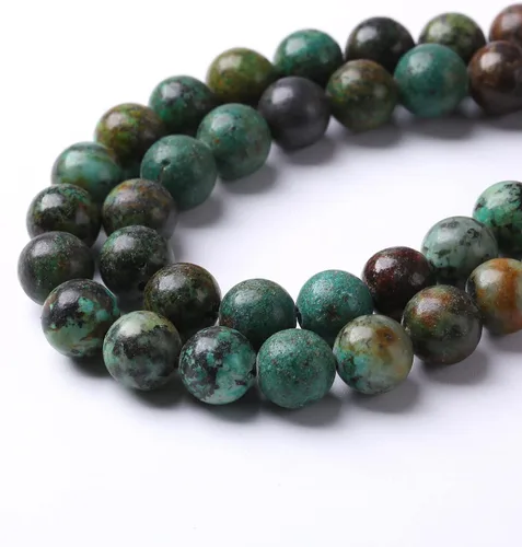 Vista 4 de 4mm 90 piezas Cuentas de piedra natural de turquesa africana para hacer joyería Cuentas sueltas de gemas redondas para pulseras, collares, aretes