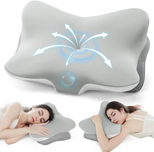 Vista 9 de Almohada Cervical Ergonómica para Soporte del Cuello, Almohadas Ortopédicas de Contorno de Espuma Viscoelástica para Dormir de Lado con Doble