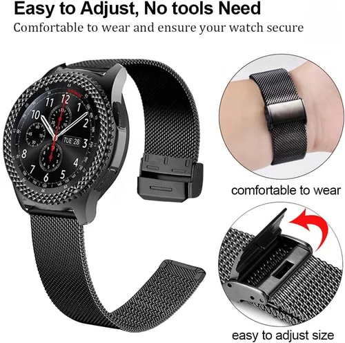 Vista 3 de DEALELE Correa compatible con Samsung Gear S3 Frontier/Classic/Galaxy Watch de 1.811 pulgadas, correa de malla de acero inoxidable de 0.866 pulgadas