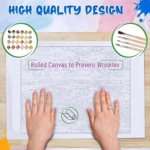 Vista 8 de Ledgebay Kit de pintura por números DIY para adultos, lienzo sin marco: kit de pintura por números para principiantes a avanzados. Los kits incluyen