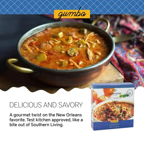 Vista 2 de Southern Living Mezcla de condimentos Gumbo, ingredientes frescos, mezcla de sopa, cena familiar, cazuela de gumbo, sopa de gumbo, auténtica base