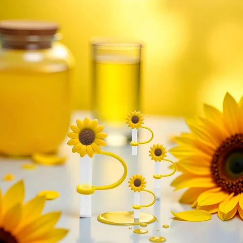 Vista 4 de 4 dispensadores de paja para beber, tapón de paja de girasol, tapones reutilizables a prueba de salpicaduras, herramienta de cocina, puntas