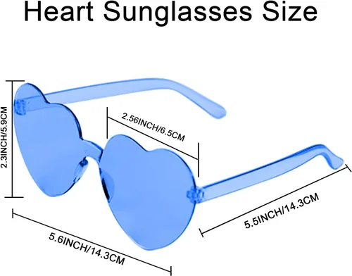 Vista 3 de AEAHALY Lentes de sol con forma de corazón blanco, verde, azul, morado, rosa, rojo, para mujer, con forma de corazón, a granel, para fiestas