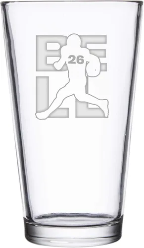 Vista 30 de Hat Shark Jugador atlético deportivo de fútbol – Vasos de pinta grabados con láser para cerveza, jarra de 16 onzas (Allen #17)