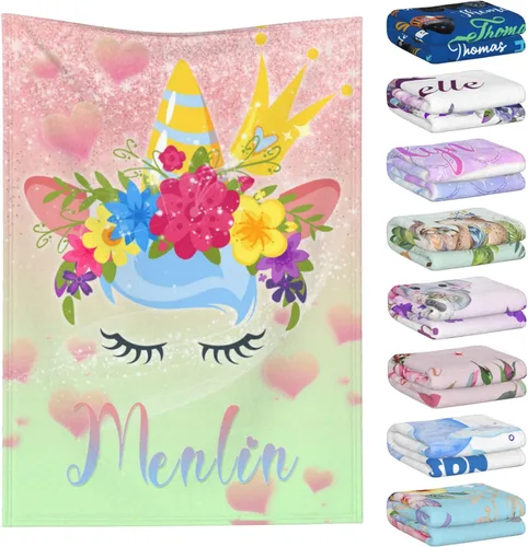 Vista 36 de Manta personalizada con nombre para niños y adultos, mantas personalizadas para niñas y niños, manta de franela personalizada con nombre