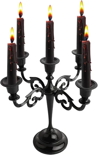 Vista 9 de Rely+ Candelabro de 3 brazos con portavelas cónicos para decoración de interiores, cocina, mesa, velas, candelabro para centro de mesa
