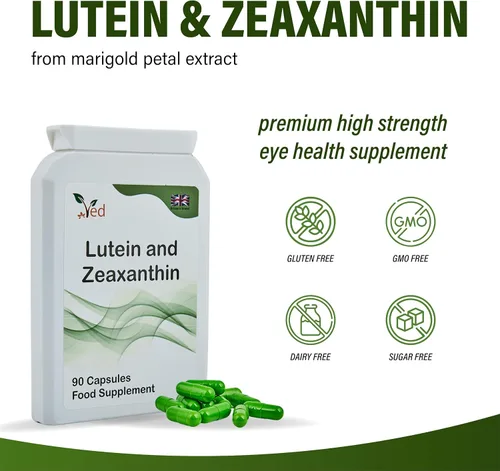 Vista 3 de Ved Luteína 40mg con zeaxantina 2 mg, nueva fórmula de extracto de caléndula microencapsulado, para el mantenimiento de la visión normal, 90