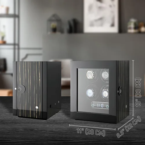 Vista 7 de Enrollador de reloj para 4 relojes con bloqueo de huella dactilar, retroiluminación interior y control remoto