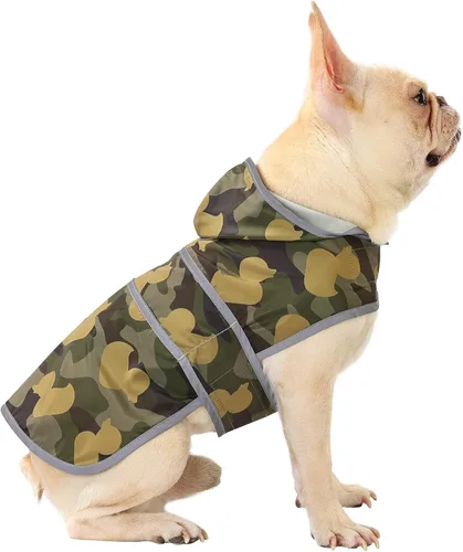 Vista 50 de Impermeable para perros pequeños y cachorros, chaqueta impermeable con capucha con tiras reflectantes, agujero para la correa y poncho de ajuste