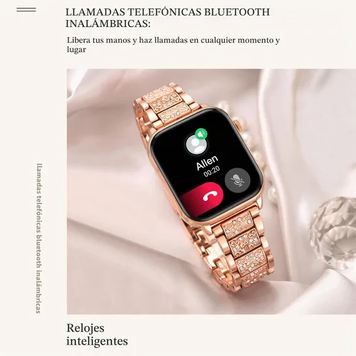 Vista 3 de Reloj inteligente para mujer, reloj inteligente de recepción de llamadas/marcación para teléfonos Android iOS, rastreador de actividad impermeable