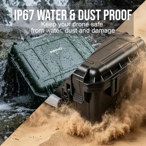 Vista 3 de INNVO - Funda rígida para DJI Air 3S / Air 3, IP67, caja protectora impermeable PP Hardshell Storage Box, Fits RC 2 / RC-N3, Holds 6 Batteries, 2