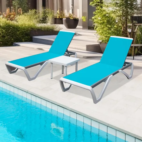 Vista 20 de Domi - Tumbona de aluminio para exteriores con respaldo ajustable, para playa, patio, balcón, piscina (1 silla marrón)