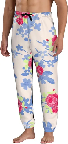 Vista 2 de Men Gray Pink Doodle Animals Sweatpants Joggers Sweatpants Baggy Jogger Pants with Pocket for Men