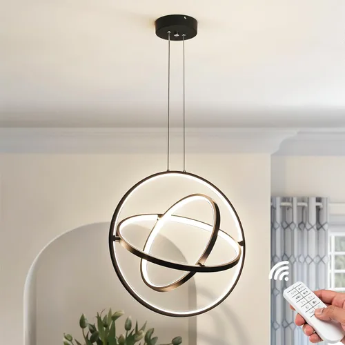 Vista 9 de Lámpara de araña LED moderna negra cuadrada, lámparas geométricas de araña LED, luz colgante regulable, lámpara de araña contemporánea creativa DIY