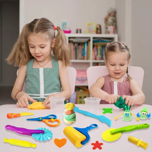 Vista 2 de Kit de herramientas de juego de masa y arcilla para niños, accesorios de arcilla para modelar con cortadores de animales, rodillos, tijeras