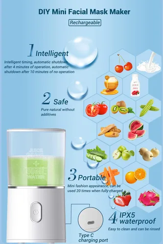Vista 2 de Máquina para hacer mascarillas faciales, mascarilla natural de frutas y verduras con 32 piezas de colágeno, máquina automática de cuidado de la piel