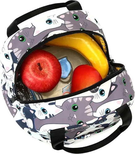 Vista 8 de Joymoze Bolsa de libros resistente al agua para adolescentes con bolsa de almuerzo y monedero para lápices Gato