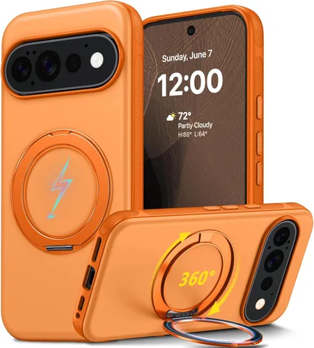 Vista 13 de Oterkin Funda para Google Pixel 10a con soporte magnético giratorio de 360°, color azul Soporte de anillo, apto para MagSafe, antideslizante, 15