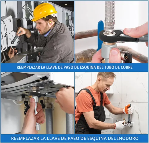 Vista 6 de Holdly Herramientas de fontanería Kit de llave de parada angular, llave ajustable, herramientas profesionales de fontanero para instalar nuevas