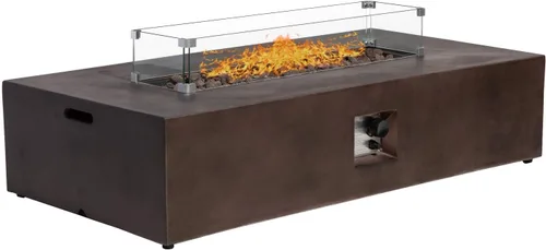 Vista 22 de SUNBURY Mesa de fuego de propano para exteriores de 35 pulgadas, mesa de fuego gris para patio de 50,000 BTU, mesa de fuego cuadrada de gas