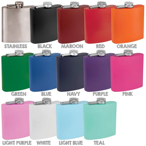 Vista 6 de Petaca de Acero Inoxidable de 6 oz con Embudo de Petaca para Hombres y Mujeres - Juegos de Regalo de Petaca con Recubrimiento en Polvo, Padrinos