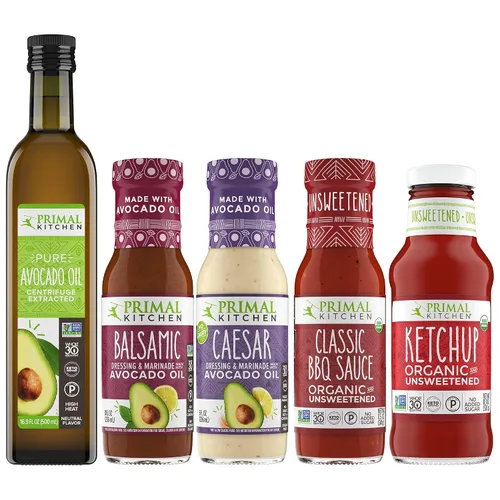Vista 6 de Primal Kitchen Kit de inicio de condimentos de aceite de aguacate Ketchup sin azúcar Sin salsa de búfalo lácteo Sin aderezo de rancho lácteo
