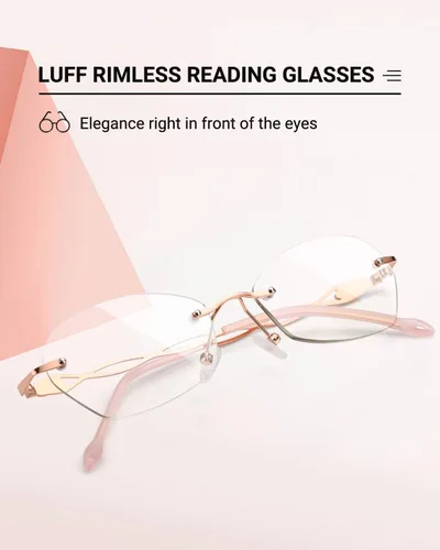 Vista 3 de LUFF Rimless Reading Glasses for Women,Stylish Anti-Blue Light Lightweight Fashion Frameless Reader for Ladies Ultra-light 16g Metal Anti