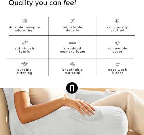 Vista 6 de Nestl Almohada de lectura para niños y adolescentes con espuma viscoelástica triturada, almohadas de respaldo para leer, ver y jugar, uso