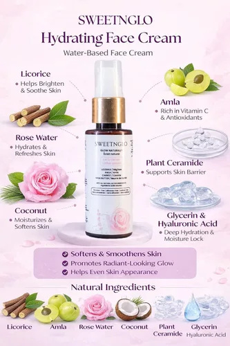 Vista 5 de Crema facial – Extracto de regaliz, amla y zanahoria tono de piel iluminador, hidratante y uniforme Nutritiva con agua de rosas y manteca
