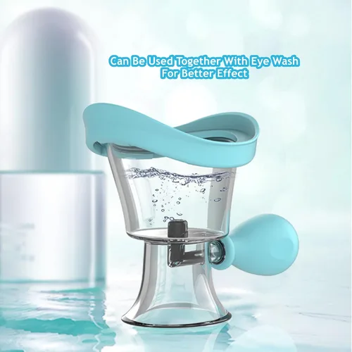 Vista 3 de Taza de lavado de ojos portátil Kit de limpiador de ojos manual de silicona presión de aire enjuague ocular tazas con contenedor de almacenamiento