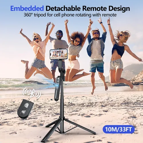 Vista 5 de Trípode de seguimiento facial automático con rotación de 360° con soporte, trípode de teléfono con sensor de movimiento de 70.9", sin aplicación