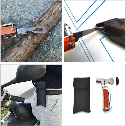 Vista 2 de Herramienta multiherramienta para acampar, equipo de supervivencia 16 en 1, de acero inoxidable, compatible con senderismo, pesca, kit de emergencia