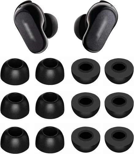 Vista 6 de ALXCD Auriculares de espuma compatibles con auriculares Bose QuietComfort II 2022, 6 pares de almohadillas de espuma viscoelástica suave Negro