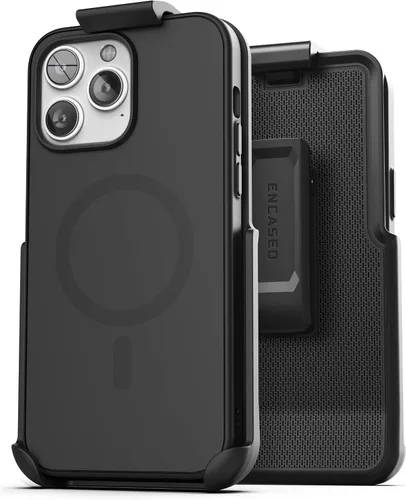 Vista 8 de Encased SlimShield para iPhone 14 Funda con Clip para Cinturón con Soporte para Teléfono (Compatible con MagSafe) Negro Mate (iPhone 14)