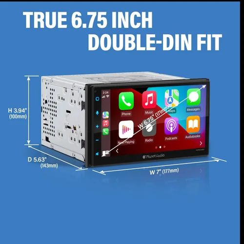 Vista 6 de Planet Audio PCPA975WP Estéreo de coche – Apple CarPlay Android Auto, 6.75 pulgadas doble Din, pantalla táctil, Bluetooth, receptor de radio AM/FM