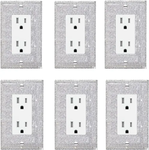Vista 9 de 1 PC Placa de Pared de Diamantes de Imitación Plateados Brillantes Cubierta de Interruptor de Luz Cubiertas de Interruptor Placas de Pared Diamantes