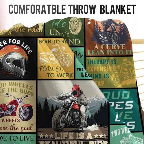 Vista 4 de Levens Manta de motocicleta de regalo para motociclista, 60 x 50 pulgadas, manta de franela suave para deportes extremos para hombres, niños
