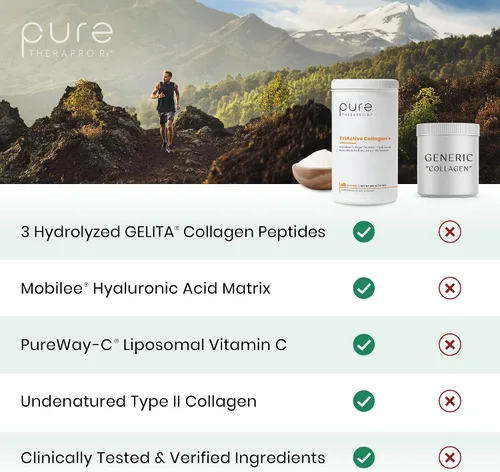 Vista 3 de Pure Therapro Rx TriActive Collagen Plus, colágeno en polvo para cabello, piel, uñas, huesos y articulaciones, polvo de colágeno hidrolizado