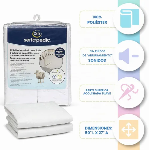 Vista 6 de Serta Sertapedic - Almohadillas protectoras para colchón de cuna (paquete de 2) – 100% impermeables con tecnología Nanotex – Ideal