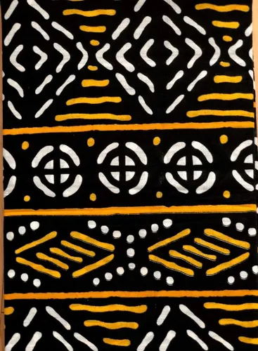 Vista 3 de Tela de impresión Bogolan, Tela africana de The Yard, Tela de impresión de barro, Vestido de impresión africana, Tela africana para mujeres, Tela