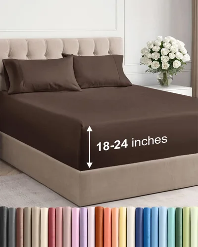 Vista 61 de Sábanas individuales de bolsillo extra profundo, sábanas transpirables y refrescantes de 3 piezas, juego de sábanas de lujo para hotel, suaves, sin