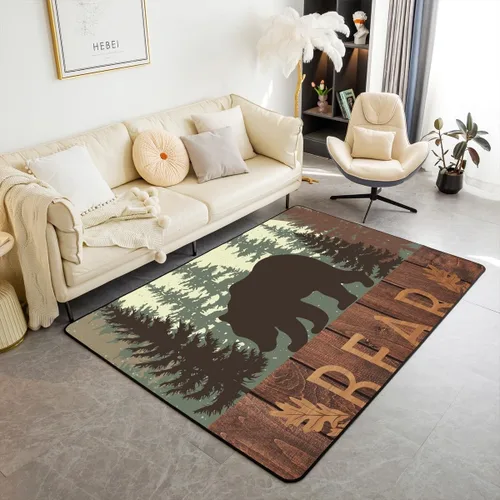 Vista 12 de Castle Fairy Alfombra antideslizante para sala de estar, diseño de ciervos salvajes, pinos de la selva, alfombra antideslizante para sala de estar